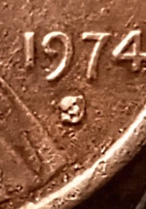 Circulated-1974-S-Lincoln-Memorial-Cent-Mint-Mark-Error